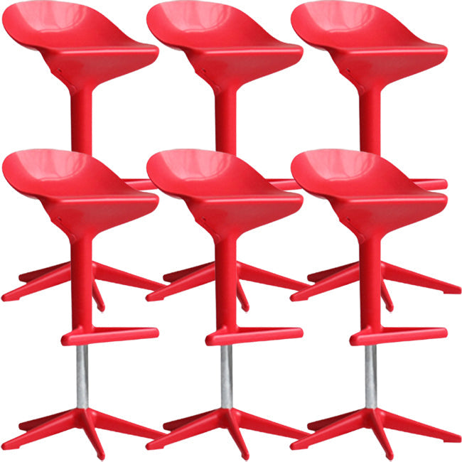 Modern Adjustable Height Counter Stool Plastic Footrest Bar Stool Red 6 Piece Set Clearhalo 'Bar Furniture' 'Bar Stools' 'bar_stools' 'furn' 'furn_bar_stools' 'Furniture' 'Kitchen & Dining Furniture' 5493401