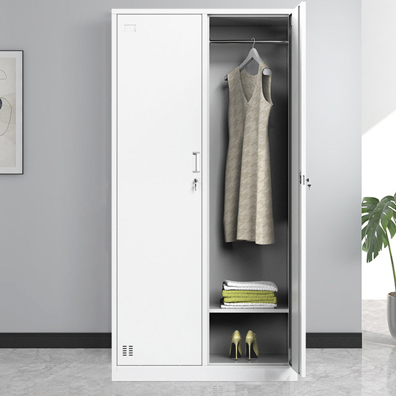 Steel White Storage Cabinet Contemporary Cabinet with Hinged Door 2 Clearhalo 'Armoires & Wardrobes' 'armoires_wardrobes' 'Bedroom Furniture' 'furn' 'furn_armoires_wardrobes' 'Furniture' 5493410
