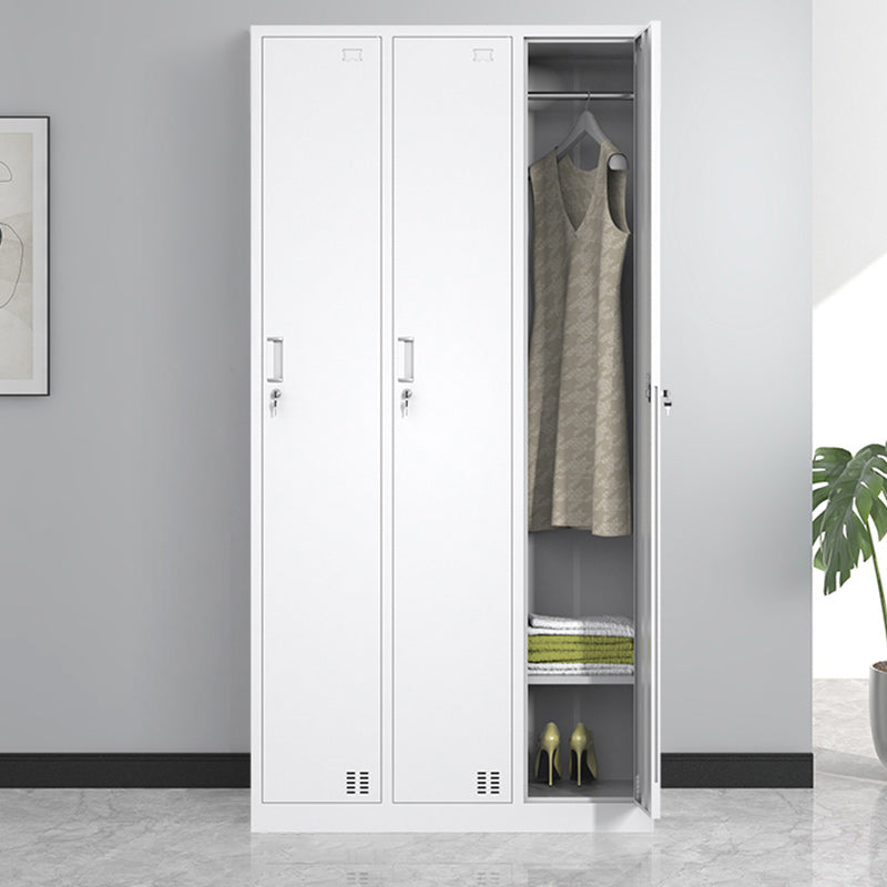 Steel White Storage Cabinet Contemporary Cabinet with Hinged Door 3 Clearhalo 'Armoires & Wardrobes' 'armoires_wardrobes' 'Bedroom Furniture' 'furn' 'furn_armoires_wardrobes' 'Furniture' 5493411