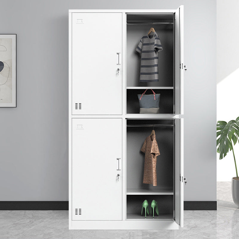 Steel White Storage Cabinet Contemporary Cabinet with Hinged Door 4 Clearhalo 'Armoires & Wardrobes' 'armoires_wardrobes' 'Bedroom Furniture' 'furn' 'furn_armoires_wardrobes' 'Furniture' 5493413