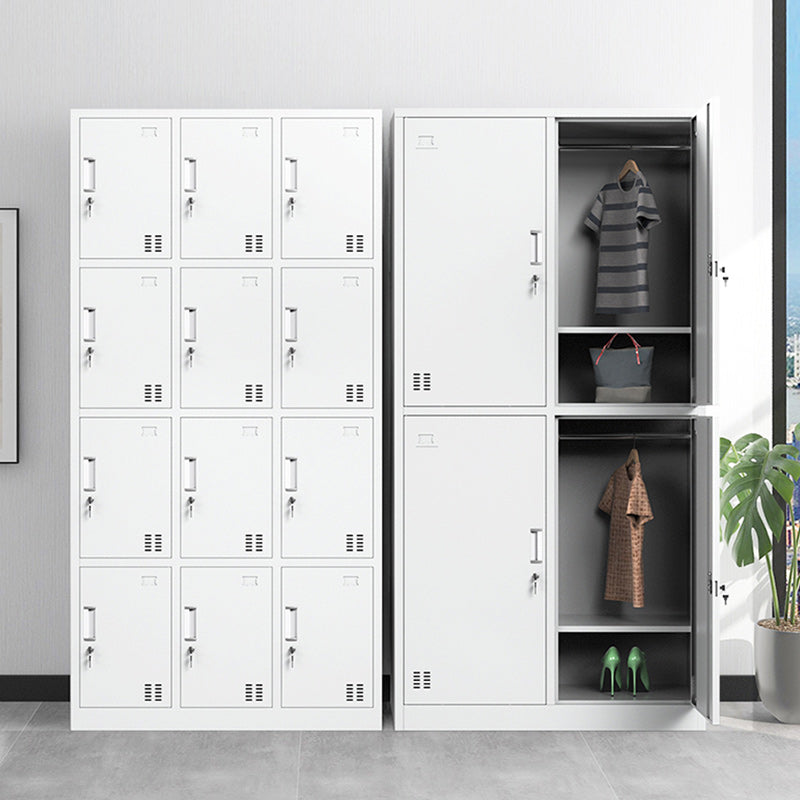 Steel White Storage Cabinet Contemporary Cabinet with Hinged Door Clearhalo 'Armoires & Wardrobes' 'armoires_wardrobes' 'Bedroom Furniture' 'furn' 'furn_armoires_wardrobes' 'Furniture' 5493414