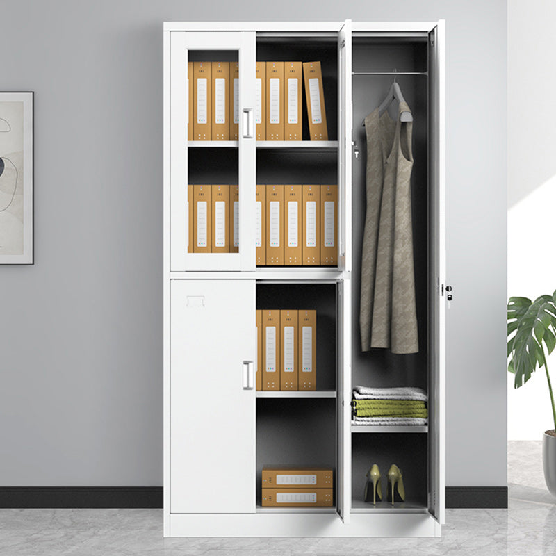 Steel White Storage Cabinet Contemporary Cabinet with Hinged Door 5 Clearhalo 'Armoires & Wardrobes' 'armoires_wardrobes' 'Bedroom Furniture' 'furn' 'furn_armoires_wardrobes' 'Furniture' 5493415