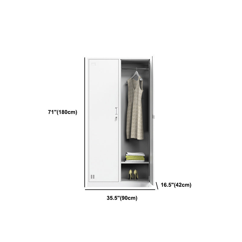 Steel White Storage Cabinet Contemporary Cabinet with Hinged Door Clearhalo 'Armoires & Wardrobes' 'armoires_wardrobes' 'Bedroom Furniture' 'furn' 'furn_armoires_wardrobes' 'Furniture' 5493425