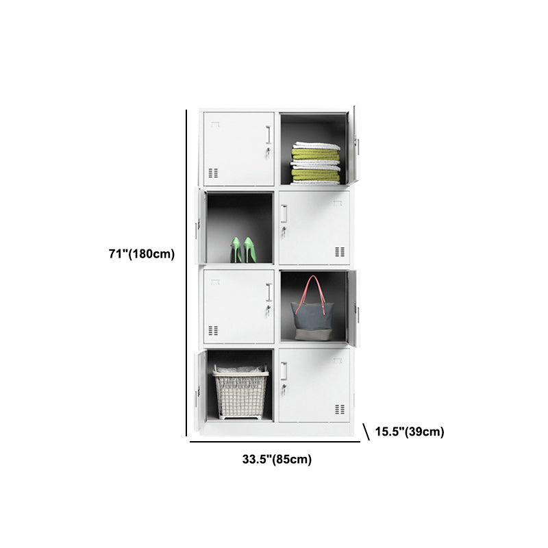 Steel White Storage Cabinet Contemporary Cabinet with Hinged Door Clearhalo 'Armoires & Wardrobes' 'armoires_wardrobes' 'Bedroom Furniture' 'furn' 'furn_armoires_wardrobes' 'Furniture' 5493430