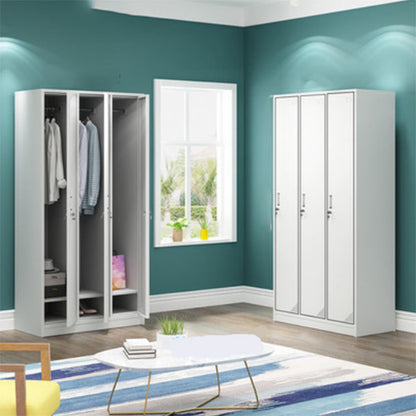 Contemporary Steel Storage Cabinet Hinged Wardrobe Armoire for Home White 3 Clearhalo 'Armoires & Wardrobes' 'armoires_wardrobes' 'Bedroom Furniture' 'furn' 'furn_armoires_wardrobes' 'Furniture' 5493438