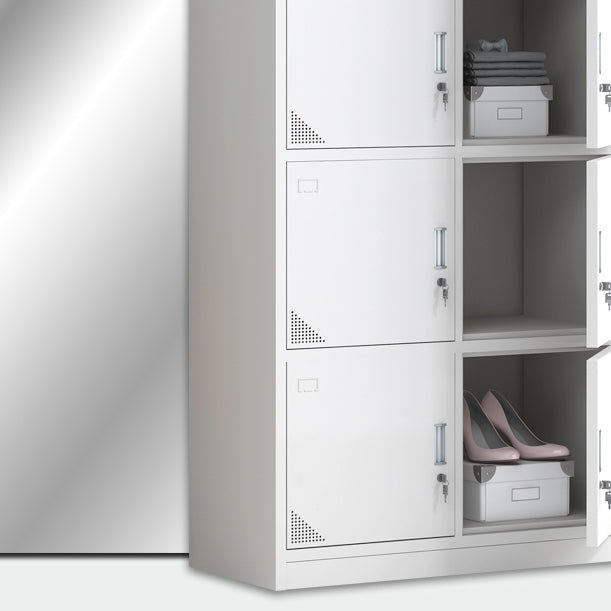 Contemporary Steel Storage Cabinet Hinged Wardrobe Armoire for Home Clearhalo 'Armoires & Wardrobes' 'armoires_wardrobes' 'Bedroom Furniture' 'furn' 'furn_armoires_wardrobes' 'Furniture' 5493439