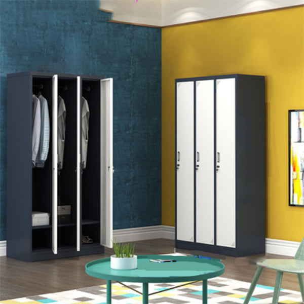 Contemporary Steel Storage Cabinet Hinged Wardrobe Armoire for Home Gray-White 3 Clearhalo 'Armoires & Wardrobes' 'armoires_wardrobes' 'Bedroom Furniture' 'furn' 'furn_armoires_wardrobes' 'Furniture' 5493440