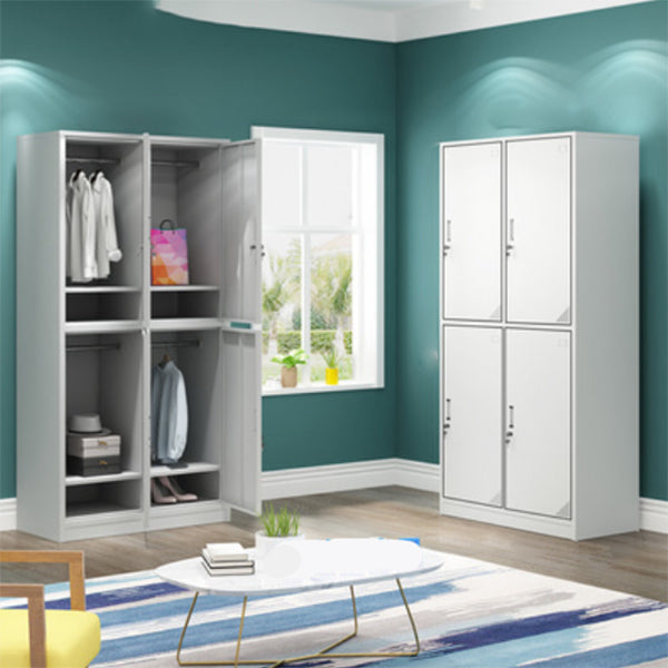 Contemporary Steel Storage Cabinet Hinged Wardrobe Armoire for Home White 4 Clearhalo 'Armoires & Wardrobes' 'armoires_wardrobes' 'Bedroom Furniture' 'furn' 'furn_armoires_wardrobes' 'Furniture' 5493445