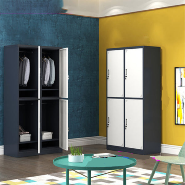 Contemporary Steel Storage Cabinet Hinged Wardrobe Armoire for Home Gray-White 4 Clearhalo 'Armoires & Wardrobes' 'armoires_wardrobes' 'Bedroom Furniture' 'furn' 'furn_armoires_wardrobes' 'Furniture' 5493448