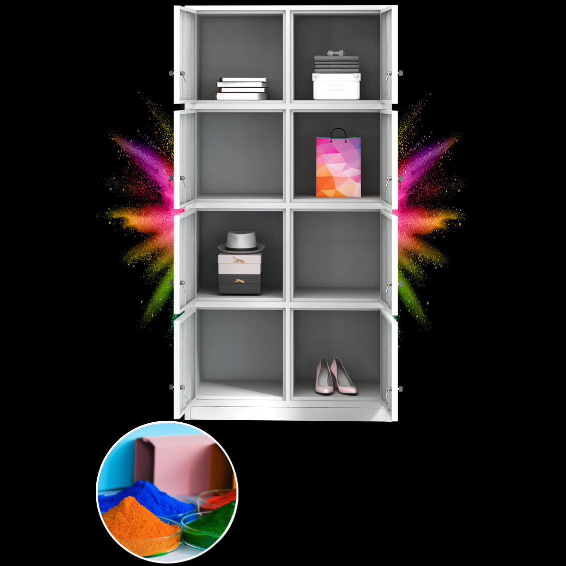 Contemporary Steel Storage Cabinet Hinged Wardrobe Armoire for Home Clearhalo 'Armoires & Wardrobes' 'armoires_wardrobes' 'Bedroom Furniture' 'furn' 'furn_armoires_wardrobes' 'Furniture' 5493449
