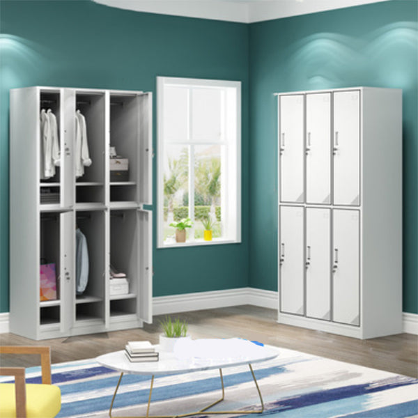 Contemporary Steel Storage Cabinet Hinged Wardrobe Armoire for Home White 6 Clearhalo 'Armoires & Wardrobes' 'armoires_wardrobes' 'Bedroom Furniture' 'furn' 'furn_armoires_wardrobes' 'Furniture' 5493452