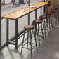 Modern 1/7 Pieces Bar Table Set Rectangle Pine Wood Counter Table with Stools for Shop 7 Pieces: Table, 6 Brown Stools Clearhalo 'Bar Furniture' 'furn' 'furn_home_bar_bar_sets' 'Furniture' 'Home Bars & Bar Sets' 'home_bar_bar_sets' 'Kitchen & Dining Furniture' 5493505