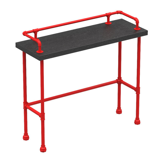 Industrial Red and Black Pub Table Set 1/2/4 Pieces Rectangle Trestle Pub Dining Set