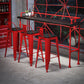 Industrial Red and Black Pub Table Set 1/2/4 Pieces Rectangle Trestle Pub Dining Set