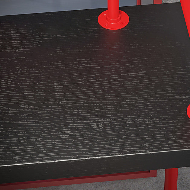 Industrial Red and Black Pub Table Set 1/2/4 Pieces Rectangle Trestle Pub Dining Set