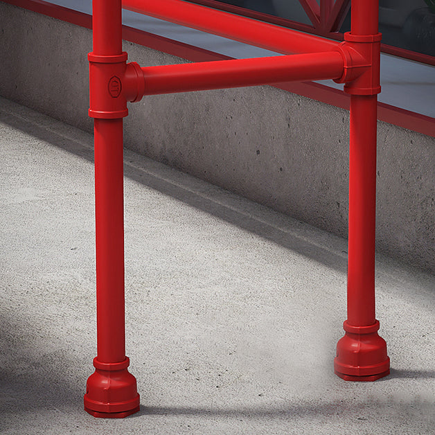 Industrial Red and Black Pub Table Set 1/2/4 Pieces Rectangle Trestle Pub Dining Set