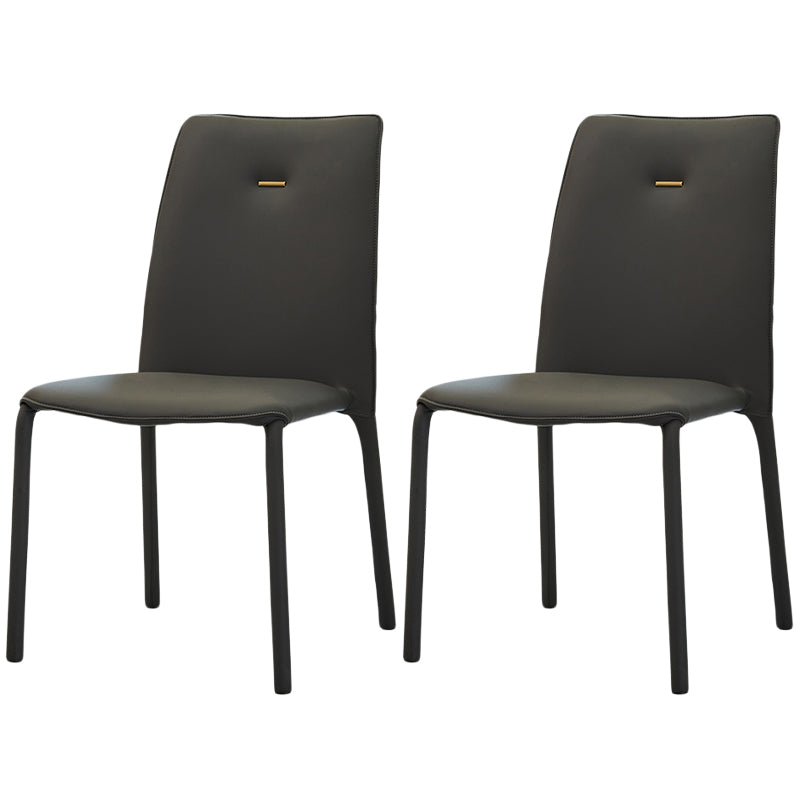 Modern Style Dining Chair Armless Chairs with Metal Legs for Home Dark Gray 2 Piece Set Clearhalo 'Dining Chairs' 'Dining Tables & Seating' 'dining_chair' 'furn' 'furn_dining_chair' 'Furniture' 'Kitchen & Dining Furniture' 5493596