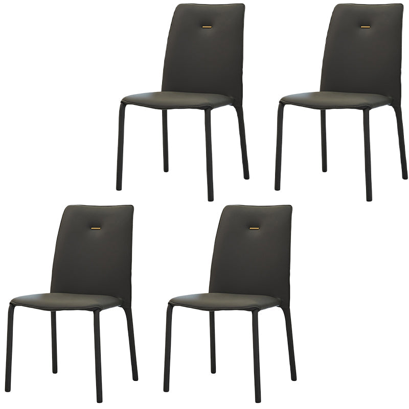 Modern Style Dining Chair Armless Chairs with Metal Legs for Home Dark Gray 4 Piece Set Clearhalo 'Dining Chairs' 'Dining Tables & Seating' 'dining_chair' 'furn' 'furn_dining_chair' 'Furniture' 'Kitchen & Dining Furniture' 5493598