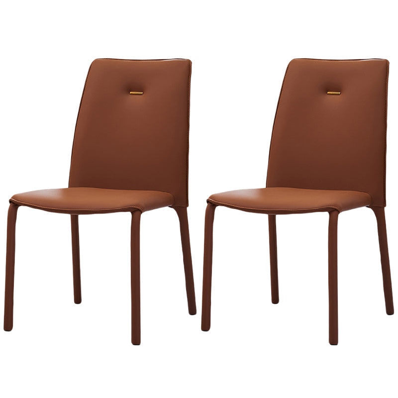 Modern Style Dining Chair Armless Chairs with Metal Legs for Home Orange 2 Piece Set Clearhalo 'Dining Chairs' 'Dining Tables & Seating' 'dining_chair' 'furn' 'furn_dining_chair' 'Furniture' 'Kitchen & Dining Furniture' 5493603