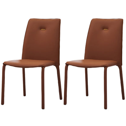 Modern Style Dining Chair Armless Chairs with Metal Legs for Home Orange 2 Piece Set Clearhalo 'Dining Chairs' 'Dining Tables & Seating' 'dining_chair' 'furn' 'furn_dining_chair' 'Furniture' 'Kitchen & Dining Furniture' 5493603