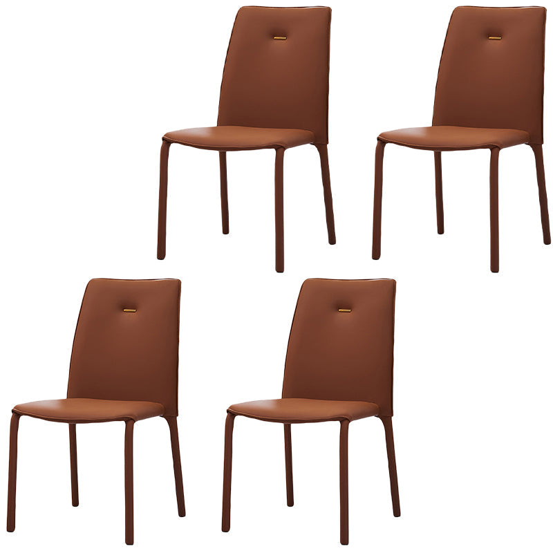Modern Style Dining Chair Armless Chairs with Metal Legs for Home Orange 4 Piece Set Clearhalo 'Dining Chairs' 'Dining Tables & Seating' 'dining_chair' 'furn' 'furn_dining_chair' 'Furniture' 'Kitchen & Dining Furniture' 5493605
