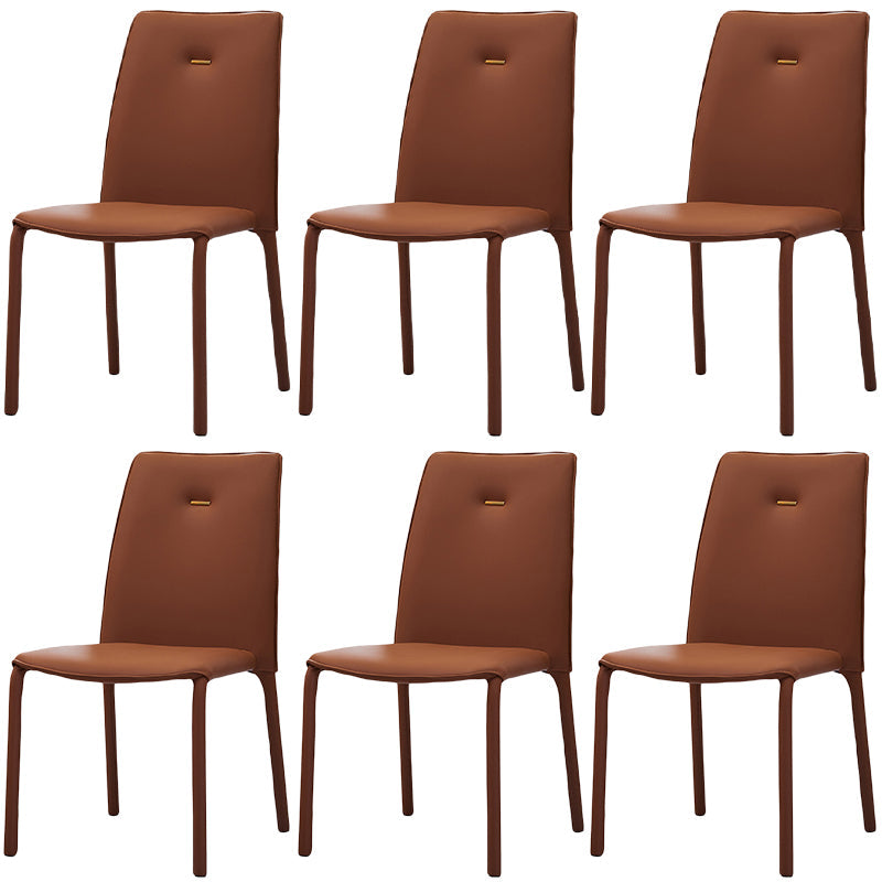 Modern Style Dining Chair Armless Chairs with Metal Legs for Home Orange 6 Piece Set Clearhalo 'Dining Chairs' 'Dining Tables & Seating' 'dining_chair' 'furn' 'furn_dining_chair' 'Furniture' 'Kitchen & Dining Furniture' 5493607