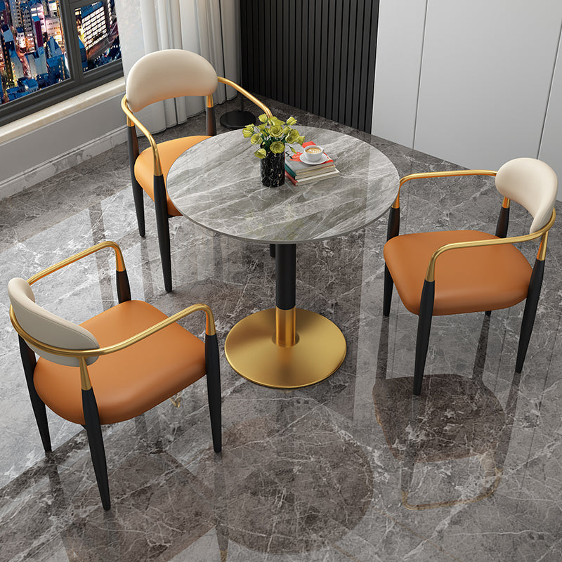 Mesa de comedor redonda Escritorio con base de pedestal de lujo de piedra sinterizada