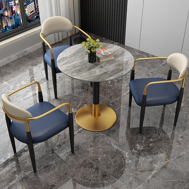 Mesa de comedor redonda Escritorio con base de pedestal de lujo de piedra sinterizada