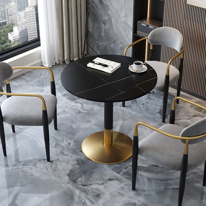Mesa de comedor redonda Escritorio con base de pedestal de lujo de piedra sinterizada
