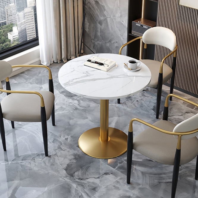 Mesa de comedor redonda Escritorio con base de pedestal de lujo de piedra sinterizada