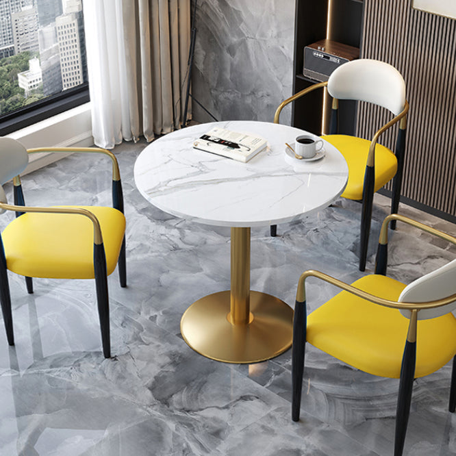 Mesa de comedor redonda Escritorio con base de pedestal de lujo de piedra sinterizada