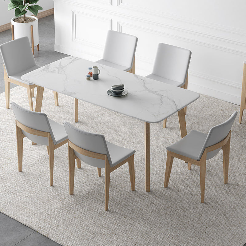 White Stone Top Dining Table Mid-Century Modern Dining Table with 4 Legs