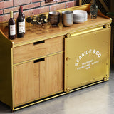 Modern Style Side Board Metal Sideboard with Sliding Door for Kitchen Clearhalo 'buffet_sideboard' 'Buffets & Sideboards' 'furn' 'furn_buffet_sideboard' 'Furniture' 'Kitchen & Dining Furniture' 5494200