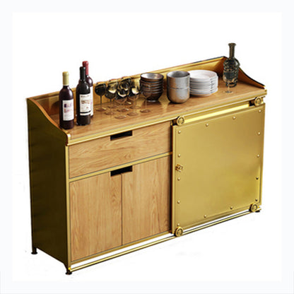 Modern Style Side Board Metal Sideboard with Sliding Door for Kitchen Gold Clearhalo 'buffet_sideboard' 'Buffets & Sideboards' 'furn' 'furn_buffet_sideboard' 'Furniture' 'Kitchen & Dining Furniture' 5494201