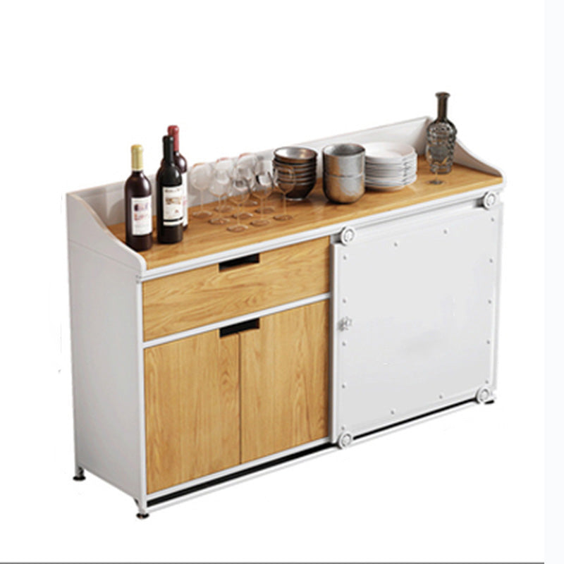 Modern Style Side Board Metal Sideboard with Sliding Door for Kitchen White Clearhalo 'buffet_sideboard' 'Buffets & Sideboards' 'furn' 'furn_buffet_sideboard' 'Furniture' 'Kitchen & Dining Furniture' 5494208