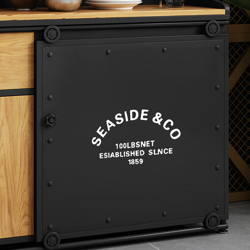 Modern Style Side Board Metal Sideboard with Sliding Door for Kitchen Clearhalo 'buffet_sideboard' 'Buffets & Sideboards' 'furn' 'furn_buffet_sideboard' 'Furniture' 'Kitchen & Dining Furniture' 5494213