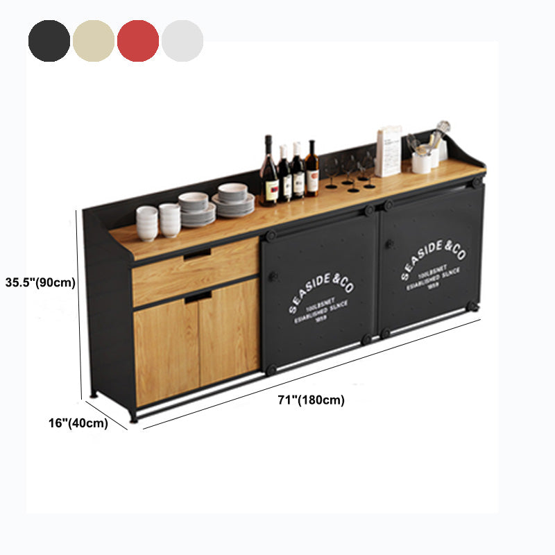 Modern Style Side Board Metal Sideboard with Sliding Door for Kitchen Clearhalo 'buffet_sideboard' 'Buffets & Sideboards' 'furn' 'furn_buffet_sideboard' 'Furniture' 'Kitchen & Dining Furniture' 5494217