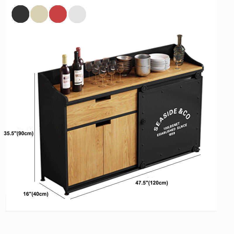 Modern Style Side Board Metal Sideboard with Sliding Door for Kitchen Clearhalo 'buffet_sideboard' 'Buffets & Sideboards' 'furn' 'furn_buffet_sideboard' 'Furniture' 'Kitchen & Dining Furniture' 5494219