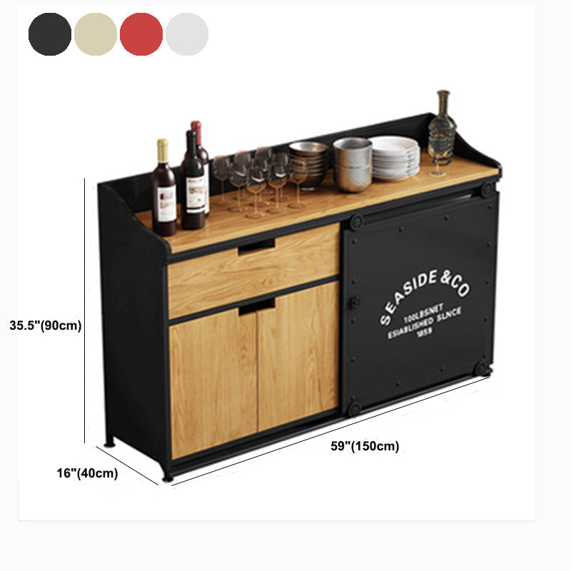 Modern Style Side Board Metal Sideboard with Sliding Door for Kitchen Clearhalo 'buffet_sideboard' 'Buffets & Sideboards' 'furn' 'furn_buffet_sideboard' 'Furniture' 'Kitchen & Dining Furniture' 5494220