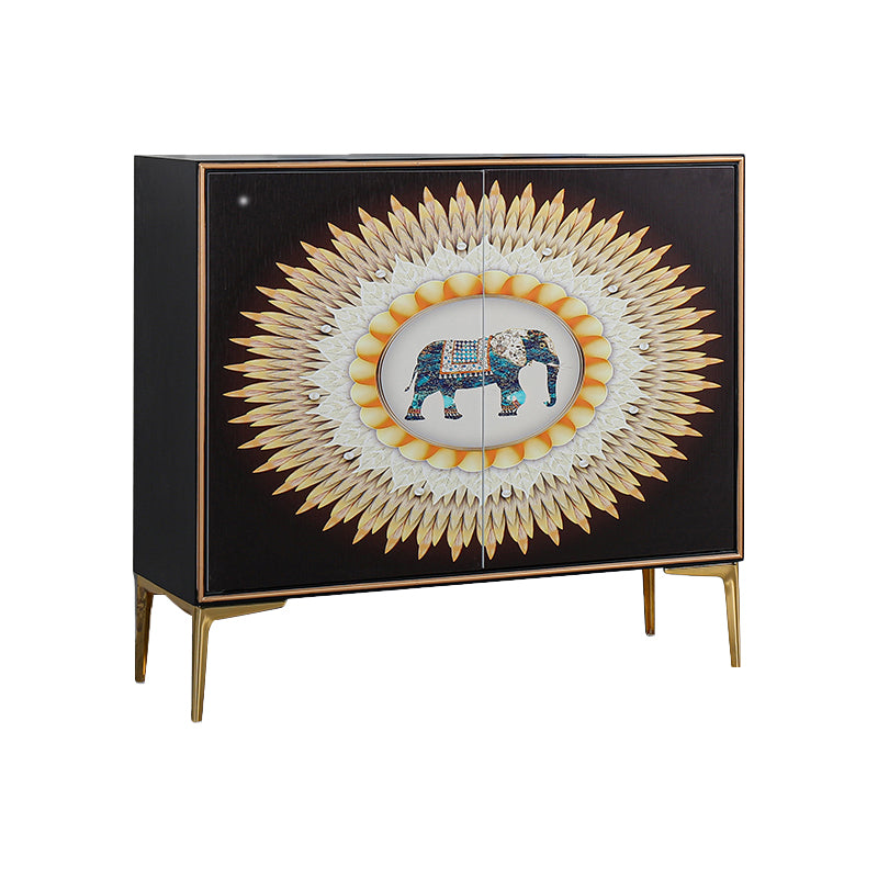 Glam Sideboard Engineered Wood Sideboard with Doors for Living Room Black-Gold Clearhalo 'buffet_sideboard' 'Buffets & Sideboards' 'furn' 'furn_buffet_sideboard' 'Furniture' 'Kitchen & Dining Furniture' 5494311