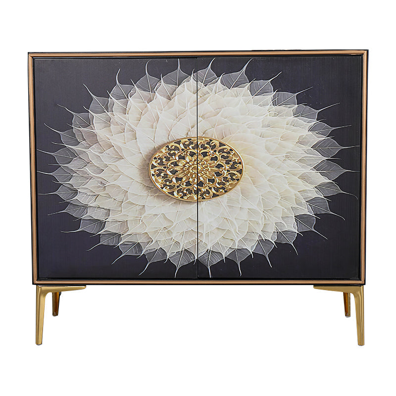 Glam Sideboard Engineered Wood Sideboard with Doors for Living Room Black-White Clearhalo 'buffet_sideboard' 'Buffets & Sideboards' 'furn' 'furn_buffet_sideboard' 'Furniture' 'Kitchen & Dining Furniture' 5494312