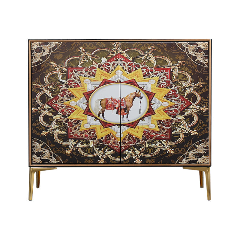 Glam Sideboard Engineered Wood Sideboard with Doors for Living Room Gold Clearhalo 'buffet_sideboard' 'Buffets & Sideboards' 'furn' 'furn_buffet_sideboard' 'Furniture' 'Kitchen & Dining Furniture' 5494315