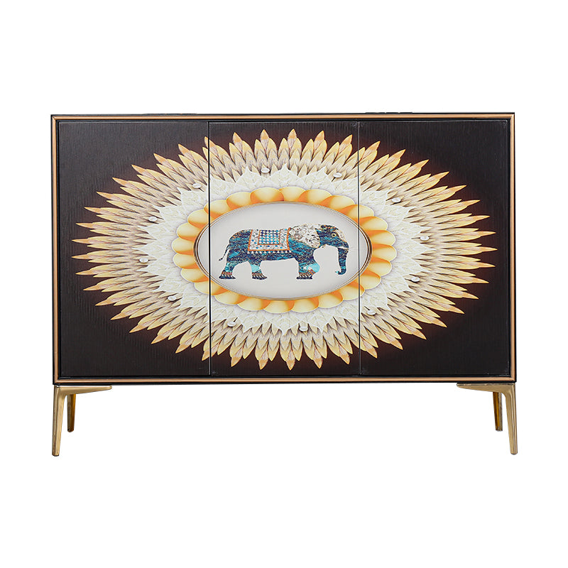 Glam Sideboard Engineered Wood Sideboard with Doors for Living Room 47"L x 16"W x 35"H Black-Gold Clearhalo 'buffet_sideboard' 'Buffets & Sideboards' 'furn' 'furn_buffet_sideboard' 'Furniture' 'Kitchen & Dining Furniture' 5494316