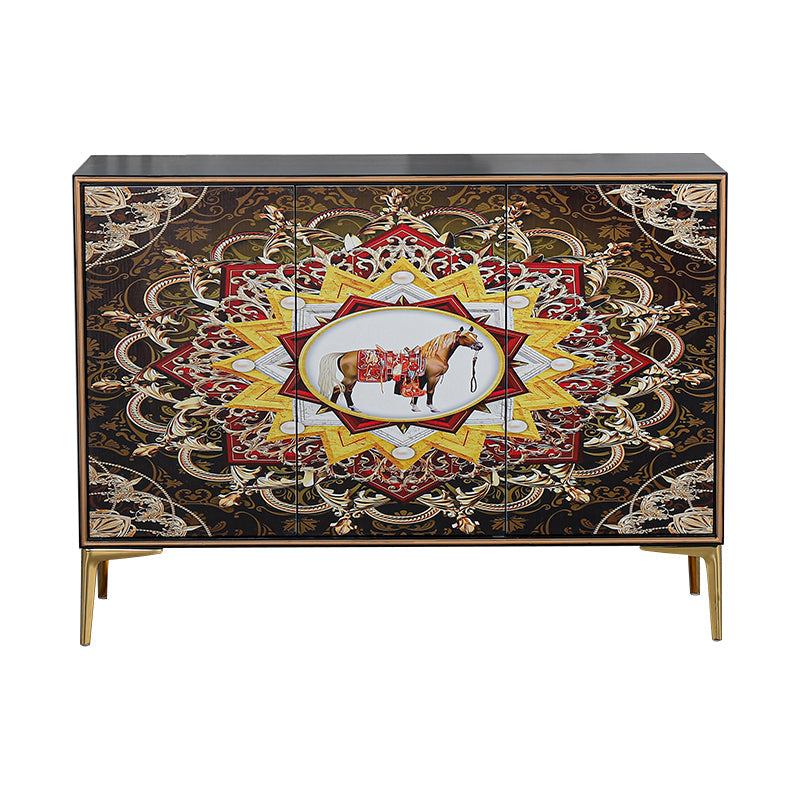 Glam Sideboard Engineered Wood Sideboard with Doors for Living Room 47"L x 16"W x 35"H Gold Clearhalo 'buffet_sideboard' 'Buffets & Sideboards' 'furn' 'furn_buffet_sideboard' 'Furniture' 'Kitchen & Dining Furniture' 5494320