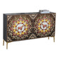 Glam Sideboard Engineered Wood Sideboard with Doors for Living Room 59"L x 16"W x 35"H Gold Clearhalo 'buffet_sideboard' 'Buffets & Sideboards' 'furn' 'furn_buffet_sideboard' 'Furniture' 'Kitchen & Dining Furniture' 5494326