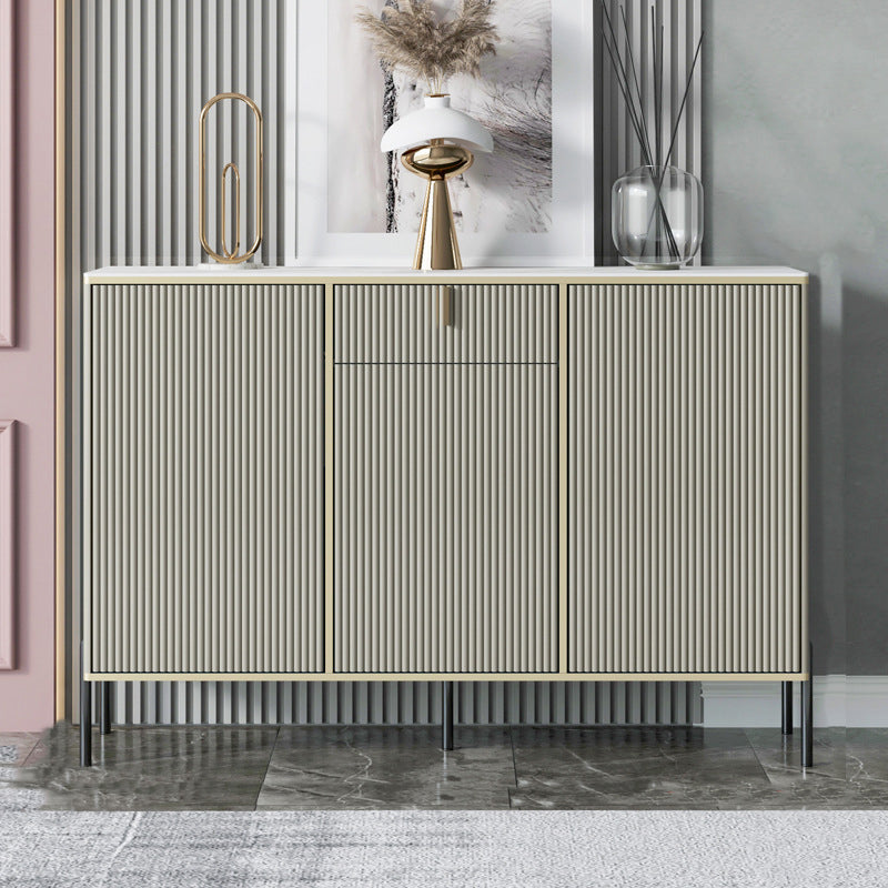 Glam Style Buffet Sideboard Sintered Stone Top Server with Door and Drawer for Home Use Grey Clearhalo 'buffet_sideboard' 'Buffets & Sideboards' 'furn' 'furn_buffet_sideboard' 'Furniture' 'Kitchen & Dining Furniture' 5494389