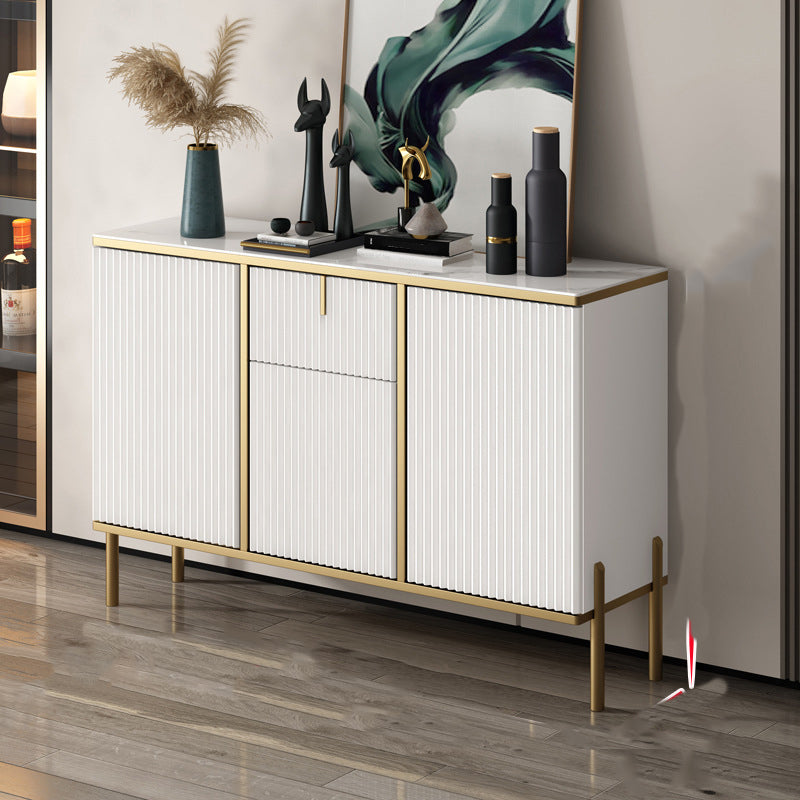 Glam Style Buffet Sideboard Sintered Stone Top Server with Door and Drawer for Home Use White Clearhalo 'buffet_sideboard' 'Buffets & Sideboards' 'furn' 'furn_buffet_sideboard' 'Furniture' 'Kitchen & Dining Furniture' 5494393