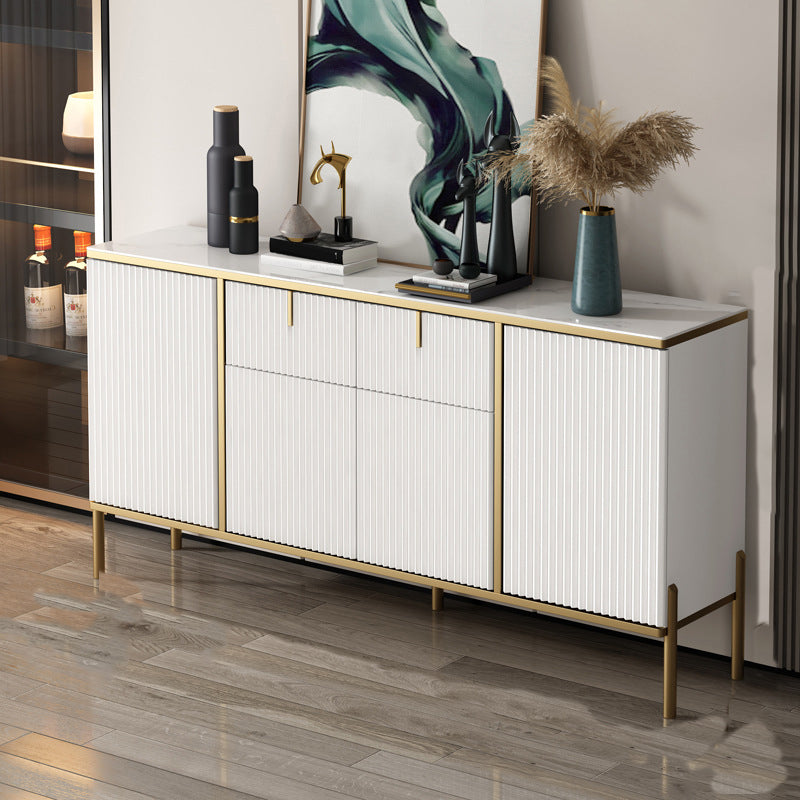 Glam Style Buffet Sideboard Sintered Stone Top Server with Door and Drawer for Home Use White Clearhalo 'buffet_sideboard' 'Buffets & Sideboards' 'furn' 'furn_buffet_sideboard' 'Furniture' 'Kitchen & Dining Furniture' 5494395
