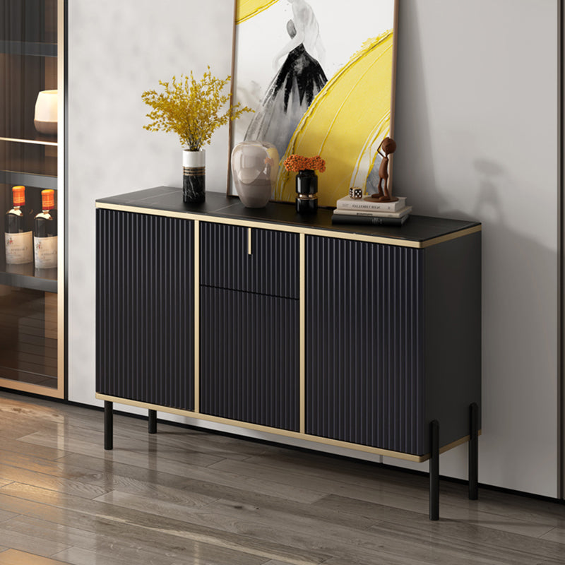 Glam Style Buffet Sideboard Sintered Stone Top Server with Door and Drawer for Home Use Clearhalo 'buffet_sideboard' 'Buffets & Sideboards' 'furn' 'furn_buffet_sideboard' 'Furniture' 'Kitchen & Dining Furniture' 5494397