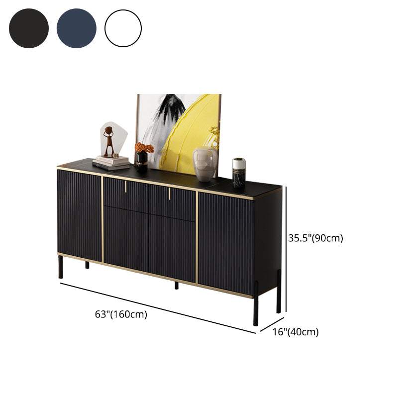 Glam Style Buffet Sideboard Sintered Stone Top Server with Door and Drawer for Home Use Clearhalo 'buffet_sideboard' 'Buffets & Sideboards' 'furn' 'furn_buffet_sideboard' 'Furniture' 'Kitchen & Dining Furniture' 5494403